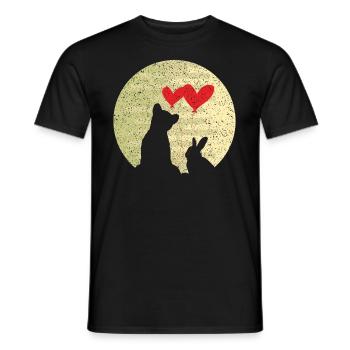Lapin mignon Ours d'amour Bague mariage Relation - T-shirt homme - noir - Devant - AI Model Male 178 light (178cm)
