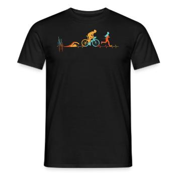 Triathlon Heartbeat Marathon Running Race - Men's T-Shirt - black - Front - AI Model Male 178 light (178cm)