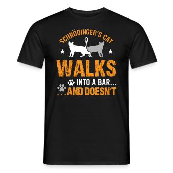 Schrödinger's Cat Walks Into A Bar And Doesn't - Men's T-Shirt - black - Front - AI Model Male 178 light (178cm)