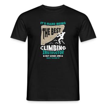 Climbing instructor Climbing instructor climbing climbing course - Men's T-Shirt - black - Front - AI Model Male 178 light (178cm)
