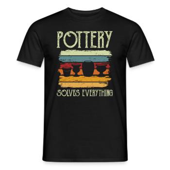 Keramik Töpfer Pottery solves everything - Männer T-Shirt - Schwarz - Vorne - AI Model Male 178 light (178cm)