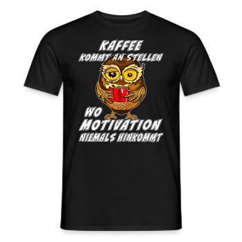 EULE KAFFEE KOMMT AN STELLEN - Männer T-Shirt - Schwarz - Vorne - AI Model Male 178 light (178cm)