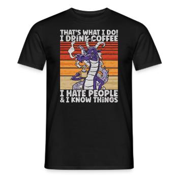 Je déteste les gens - Dragon Café Illustration - T-shirt homme - noir - Devant - AI Model Male 178 light (178cm)