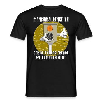 2108 MANCHMAL DENKE ICH DER BLITZT VOR FREUDE - Männer T-Shirt - Schwarz - Vorne - AI Model Male 178 light (178cm)