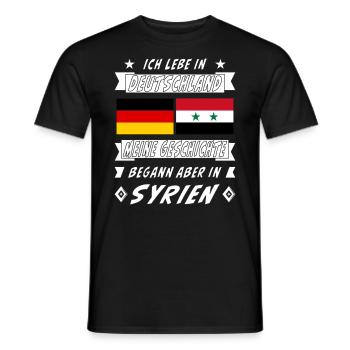 DEUTSCHLAND GESCHICHTE SYRIEN - Männer T-Shirt - Schwarz - Vorne - AI Model Male 178 light (178cm)