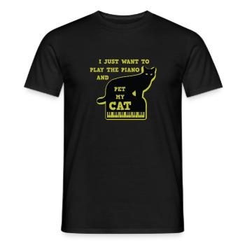 Piano Klavier Katze Keyboard Musikinstrument - Männer T-Shirt - Schwarz - Vorne - AI Model Male 178 light (178cm)