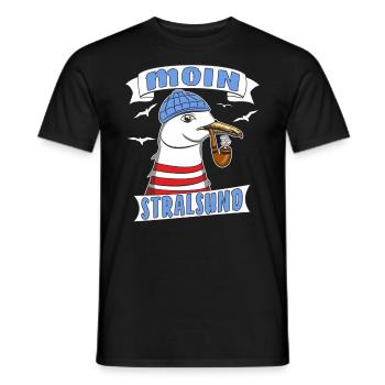 MÖWE MOIN STRALSUND - Männer T-Shirt - Schwarz - Vorne - AI Model Male 178 light (178cm)