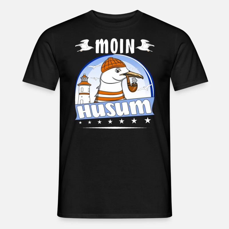 MÖWE MOIN HUSUM - Männer T-Shirt - Schwarz