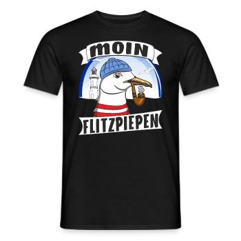 MÖWE MOIN FLITZPIEPEN - Männer T-Shirt - Schwarz - Vorne - AI Model Male 178 light (178cm)