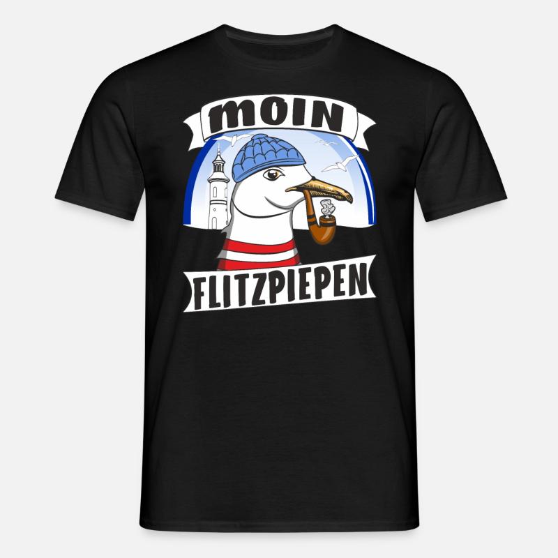 MÖWE MOIN FLITZPIEPEN - Männer T-Shirt - Schwarz