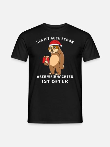 Faultier Weihnachten - Männer T-Shirt - Schwarz