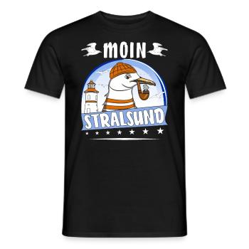 MÖWE MOIN STRALSUND - Männer T-Shirt - Schwarz - Vorne - AI Model Male 178 light (178cm)