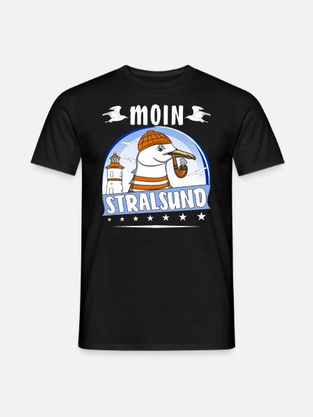 MÖWE MOIN STRALSUND - Männer T-Shirt - Schwarz