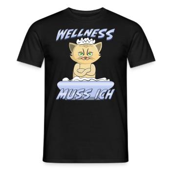 KATZE BÖSE WELLNESS MUSS ICH - Männer T-Shirt - Schwarz - Vorne - AI Model Male 178 light (178cm)