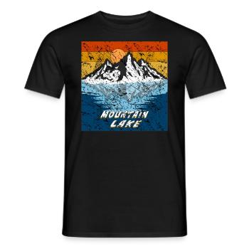 BERG VOIR LAC DE MONTAGNE GRUNGE - T-shirt homme - noir - Devant - AI Model Male 178 light (178cm)