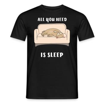 CAT ALL YOU NEED IS SLEEP - Men's T-Shirt - black - Front - AI Model Male 178 light (178cm)
