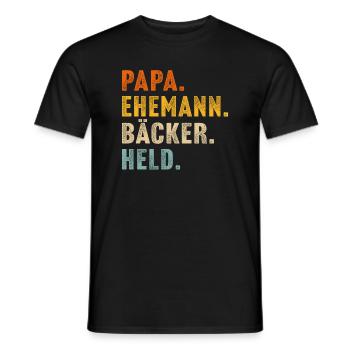 papa ehemann Bäcker held - Männer T-Shirt - Schwarz - Vorne - AI Model Male 178 light (178cm)