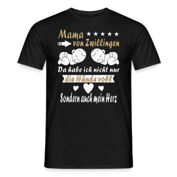 MAMA VON ZWILLINGEN - Männer T-Shirt - Schwarz - Vorne - AI Model Male 178 light (178cm)