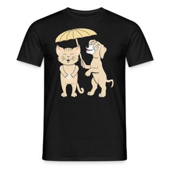 KATZE HUND SCHIRM - Männer T-Shirt - Schwarz - Vorne - AI Model Male 178 light (178cm)
