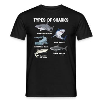 Types of Sharks - Männer T-Shirt - Schwarz - Vorne - AI Model Male 178 light (178cm)
