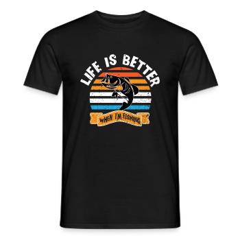 Angeln Angler Fischen Fischer Fische Angelrute - Männer T-Shirt - Schwarz - Vorne - AI Model Male 178 light (178cm)