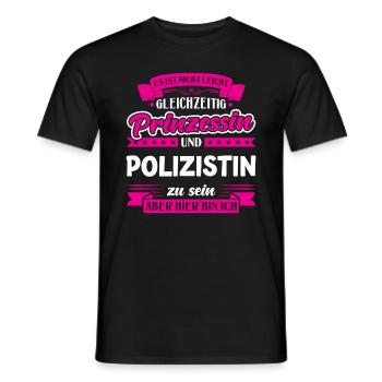Gleichzeitig Prinzessin und Polizistin - Männer T-Shirt - Schwarz - Vorne - AI Model Male 178 light (178cm)