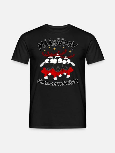 Merry Christmas singende Rentier - Männer T-Shirt - Schwarz