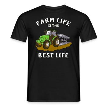 TRAKTOR PFLUG FARM LIFE IS THE BEST LIFE - Männer T-Shirt - Schwarz - Vorne - AI Model Male 178 light (178cm)