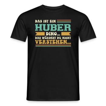Familienname Huber - für Familie Huber - Männer T-Shirt - Schwarz - Vorne - AI Model Male 178 light (178cm)