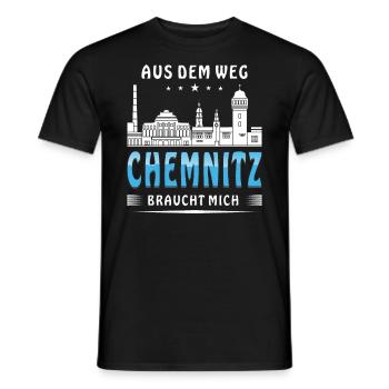 AUS DEM WEG CHEMNITZ BRAUCHT MICH - Männer T-Shirt - Schwarz - Vorne - AI Model Male 178 light (178cm)