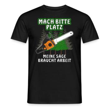 MOTORSÄGE MACH BITTE PLATZ - Männer T-Shirt - Schwarz - Vorne - AI Model Male 178 light (178cm)