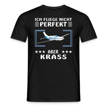 FLUGZEUG ICH FLIEGE NICHT PERFEKT ABER KRASS - Männer T-Shirt - Schwarz - Vorne - AI Model Male 178 light (178cm)
