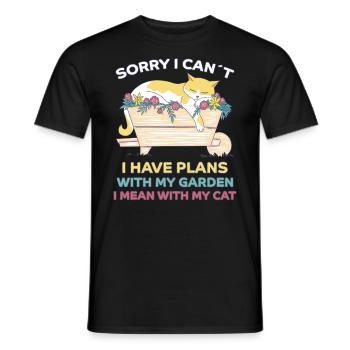 Cats Garden Flowers Funny Saying Cat Gift - Men's T-Shirt - black - Front - AI Model Male 178 light (178cm)