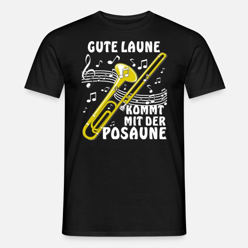 GUTE LAUNE KOMMT MIT DER POSAUNE - Männer T-Shirt - Schwarz