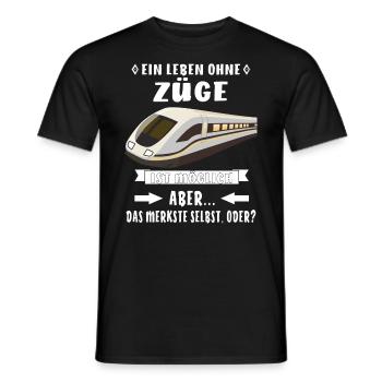EIN LEBEN OHNE ZÜGE IST MÖGLICH - Männer T-Shirt - Schwarz - Vorne - AI Model Male 178 light (178cm)