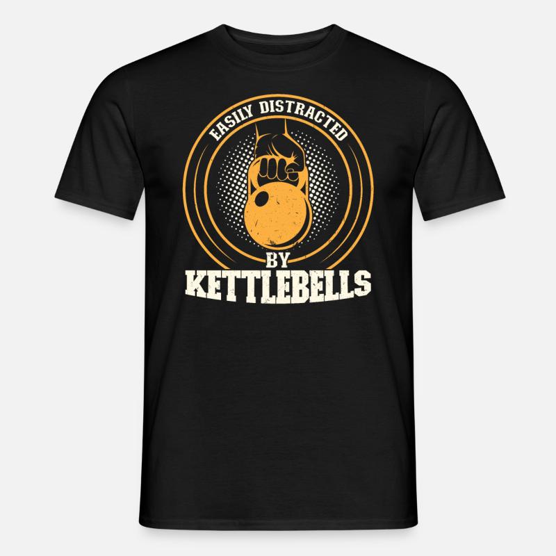 Easily Distracted By Kettlebells - Männer T-Shirt - Schwarz