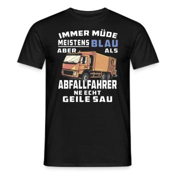 IMMER MÜDE MEISTENS BLAU ABFALLFAHRER - Männer T-Shirt - Schwarz - Vorne - AI Model Male 178 light (178cm)