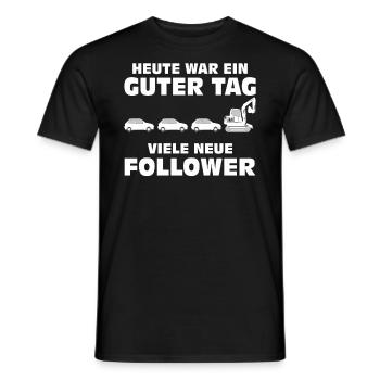 BAUMASCHINE VIELE NEUE FOLLOWER - Männer T-Shirt - Schwarz - Vorne - AI Model Male 178 light (178cm)