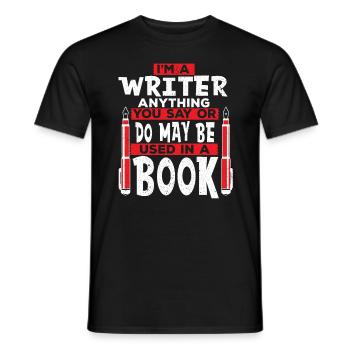 Author Writing a book Writing Novel Copywriter - Men's T-Shirt - black - Front - AI Model Male 178 light (178cm)
