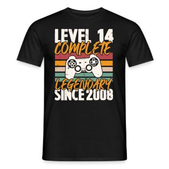 Niveau 14 Complet Vintage Anniversaire 14 Ans - T-shirt homme - noir - Devant - AI Model Male 178 light (178cm)