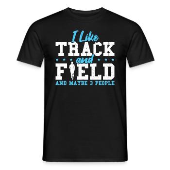 J’aime l’athlétisme et peut-être 3 personnes - T-shirt homme - noir - Devant - AI Model Male 178 light (178cm)