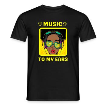 Music To My Ears | Pop Art - Men's T-Shirt - black - Front - AI Model Male 178 light (178cm)