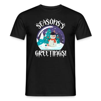 Season's Greetings Santa Claus Snowman Holidays - Men's T-Shirt - black - Front - AI Model Male 178 light (178cm)