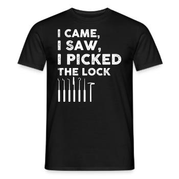 Lock Picking Locking Technician Schlossdienst Design - Men's T-Shirt - black - Front - AI Model Male 178 light (178cm)
