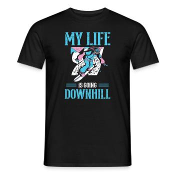 My Life Is Going Downhill Winter Sport Snowboarder - Men's T-Shirt - black - Front - AI Model Male 178 light (178cm)