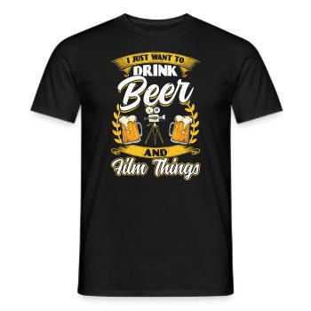 Je veux juste boire de la bière et filmer des choses - T-shirt homme - noir - Devant - AI Model Male 178 light (178cm)