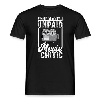 Demandez-moi une critique de film non payée - T-shirt homme - noir - Devant - AI Model Male 178 light (178cm)
