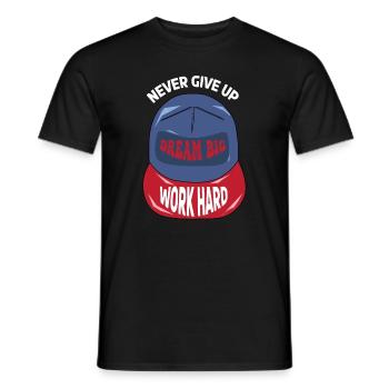 Ne jamais abandonner la motivation du travail acharné - T-shirt homme - noir - Devant - AI Model Male 178 light (178cm)