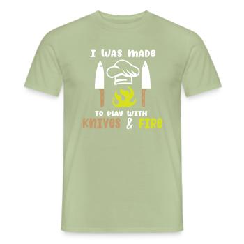 Cook -starred chef Gastro Restaurant - Men's T-Shirt - sage - Front - AI Model Male 178 light (178cm)