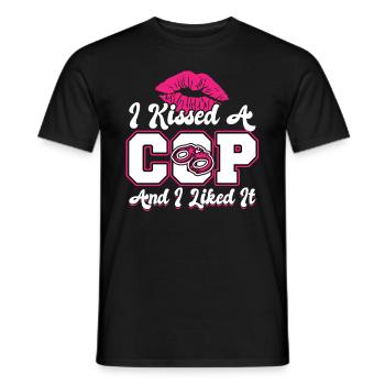 I Kissed A Cop - Girlfriend of a Police Officer - Men's T-Shirt - black - Front - AI Model Male 178 light (178cm)
